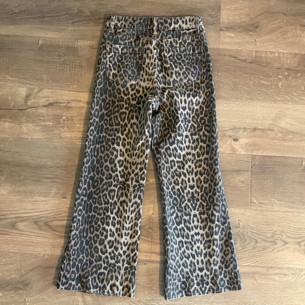 Oraije Paris cheetah print front pocket wide leg jeans, 36 / Small - Picture 4 of 9